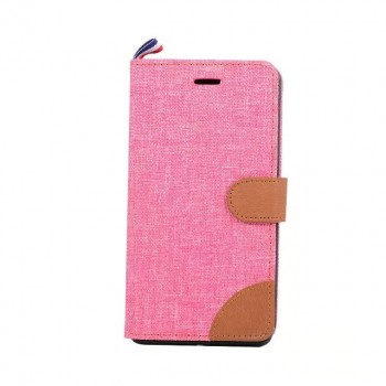 Текстурный чехол портмоне подставка с защелкой и отделением для карт на силиконовой основе для Sony Xperia C4 Розовый