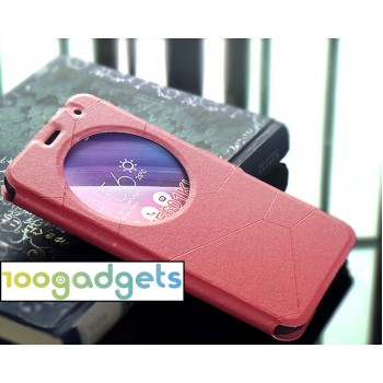 Чехол флип подставка текстурный с круглым окном вызова для ASUS ZenFone 2 Laser 6 Красный