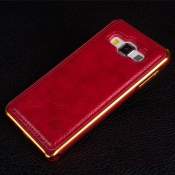 Двухкомпонентный гибридный чехол с металлическим бампером с золотой окантовкой и водоотталкивающей крышкой для Samsung Galaxy A3 Красный