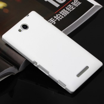 Пластиковый матовый непрозрачный чехол для Sony Xperia C Белый