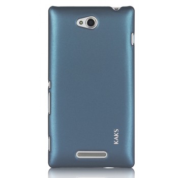 Пластиковый матовый металлик чехол для Sony Xperia C Синий