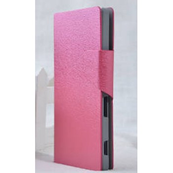 Текстурный чехол флип подставка на пластиковой основе с отделением для карт для Sony Xperia C Розовый