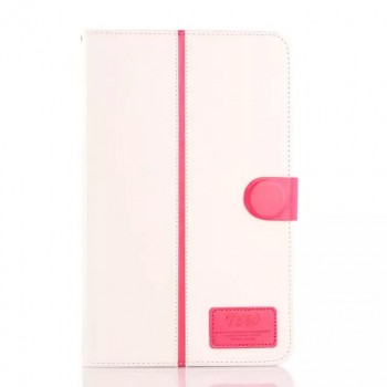 Глянцевый водоотталкивающий чехол книжка подставка на силиконовой основе с отделениями для карт и магнитной защелкой для Samsung Galaxy Tab E 9.6 Белый