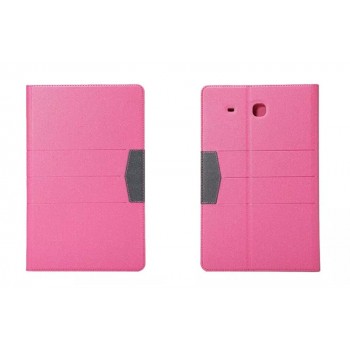 Чехол книжка подставка на силиконовой основе с отделениями для карт для Samsung Galaxy Tab E 9.6 Розовый