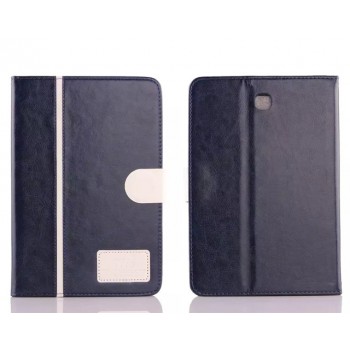 Чехол книжка подставка на силиконовой основе с отделениями для карт и магнитной защелке для Samsung Galaxy Tab S2 8.0 Синий
