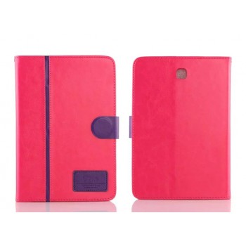 Чехол книжка подставка на силиконовой основе с отделениями для карт и магнитной защелке для Samsung Galaxy Tab S2 8.0 Пурпурный