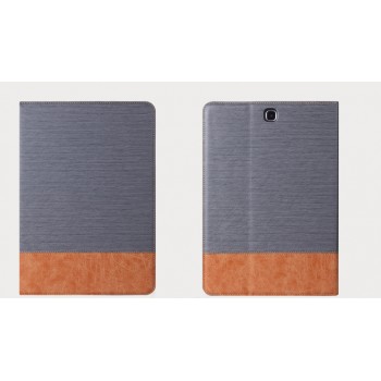 Чехол книжка подставка на поликарбонатной основе с отделениями для карт и тканевым покрытием для Samsung Galaxy Tab S2 8.0 Серый