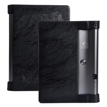 Дизайнерский чехол подставка с рамочной защитой и рельефным принтом для Lenovo Yoga Tab 3 Pro Черный