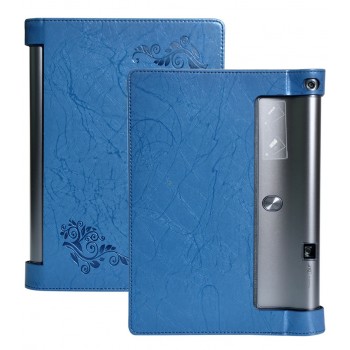 Дизайнерский чехол подставка с рамочной защитой и рельефным принтом для Lenovo Yoga Tab 3 Pro Синий