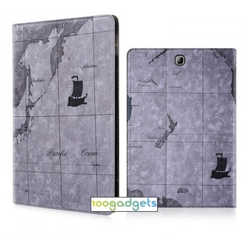 Чехол книжка подставка на поликарбонатной основе с отделениями для карт и полноповерхностным принтом для Samsung Galaxy Tab S2 8.0