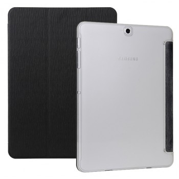Сегментарный чехол книжка подставка текстура Дерево на поликарбонатной транспарентной основе для Samsung Galaxy Tab S2 8.0 Черный