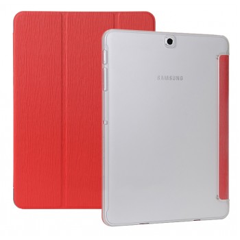 Сегментарный чехол книжка подставка текстура Дерево на поликарбонатной транспарентной основе для Samsung Galaxy Tab S2 8.0 Красный