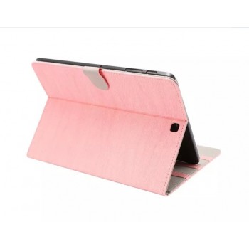Чехол книжка подставка текстура Дерево на поликарбонатной основе с магнитной защелкой для Samsung Galaxy Tab S2 9.7 Розовый