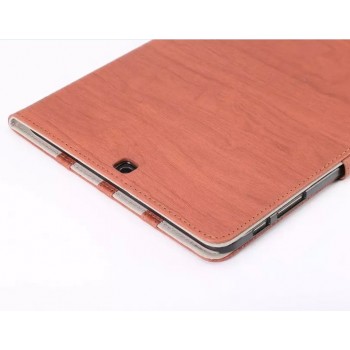 Чехол книжка подставка текстура Дерево на поликарбонатной основе с магнитной защелкой для Samsung Galaxy Tab S2 9.7 Коричневый