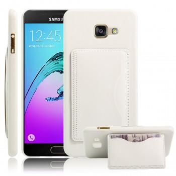 Дизайнерский чехол накладка с отделениями для карт и подставкой для Samsung Galaxy A7 (2016) Белый
