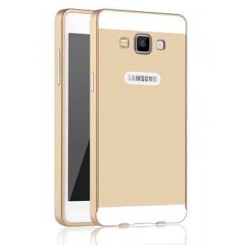 Двухкомпонентный чехол с металлическим бампером и поликарбонатной двухцветной накладкой для Samsung Galaxy A5 Бежевый
