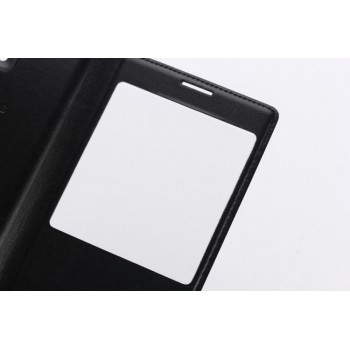 Чехол флип подставка на пластиковой основе с окном вызова для Samsung Galaxy A7 (2016) Черный