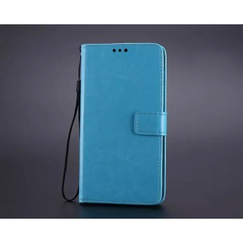 Глянцевый чехол портмоне подставка на магнитной защелке с отсеком для карт для Samsung Galaxy A5 (2016) Голубой