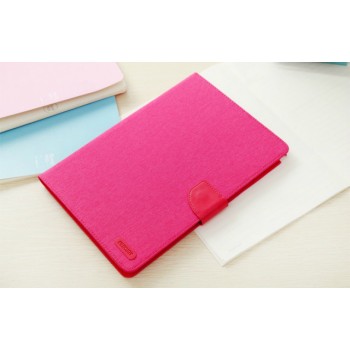 Чехол книжка подставка на силиконовой основе с отделениями для карт, магнитной защелкой и тканевым покрытием для Samsung Galaxy Tab A 8 Розовый