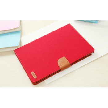 Чехол книжка подставка на силиконовой основе с отделениями для карт, магнитной защелкой и тканевым покрытием для Samsung Galaxy Tab A 8 Красный