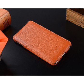 Кожаный чехол вертикальная книжка для Samsung Galaxy Note 3 Оранжевый