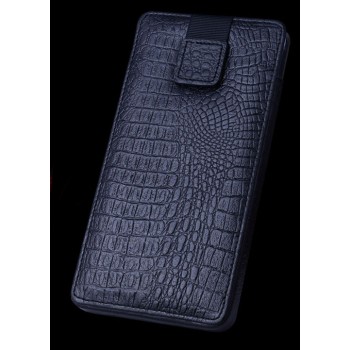 Кожаный мешок (нат кожа крокодила) на липучке для Samsung Galaxy Note 5 Черный