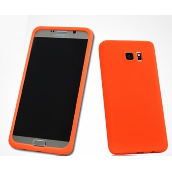 Силиконовый матовый нескользящий премиум софт-тач чехол для Samsung Galaxy Note 5 Оранжевый