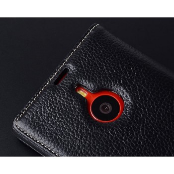 Кожаный чехол портмоне для Nokia Lumia 1520 Черный