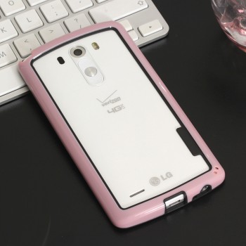 Бампер силиконовый двухцветный для LG G3 (Dual-LTE) Розовый