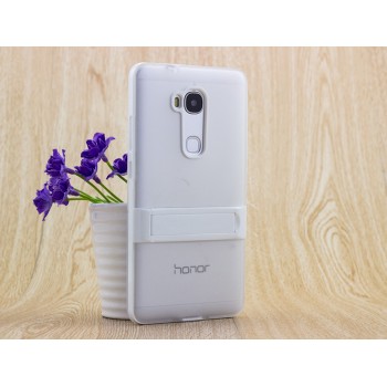 Двухкомпонентный силиконовый чехол с пластиковым бампером-подставкой для Huawei Honor 5X Белый