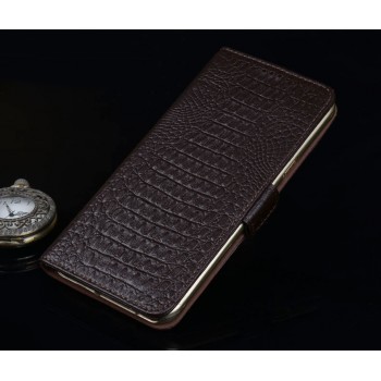 Кожаный чехол портмоне (нат. кожа крокодила) для Huawei Honor 5X Коричневый