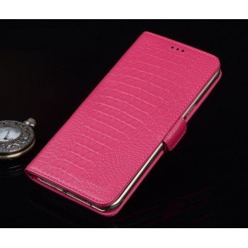Кожаный чехол портмоне (нат. кожа крокодила) для Huawei Honor 5X Розовый
