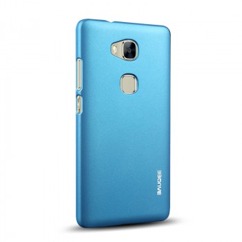 Пластиковый матовый непрозрачный Металлик чехол для Huawei Honor 5X Голубой