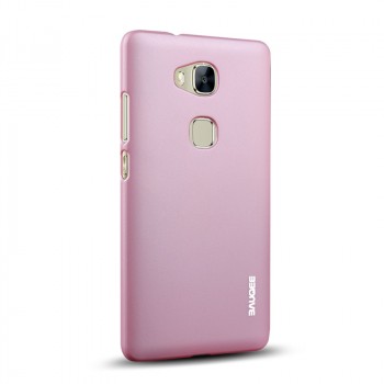 Пластиковый матовый непрозрачный Металлик чехол для Huawei Honor 5X Розовый