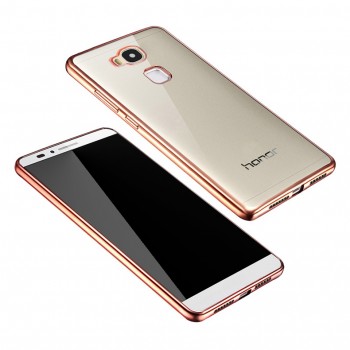 Силиконовый матовый полупрозрачный чехол (металлизированное напыление) для Huawei Honor 5X Розовый