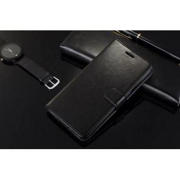 Глянцевый чехол портмоне подставка на пластиковой основе с защелкой для Samsung Galaxy A3 (2016) Черный