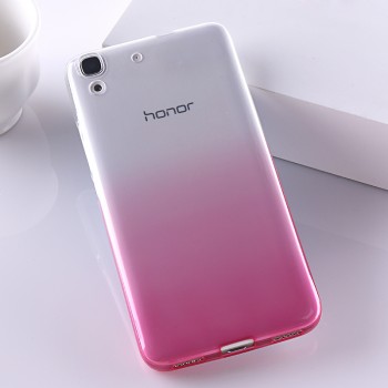 Силиконовый градиентный полупрозрачный чехол для Huawei Y6 Розовый