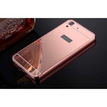 Гибридный металлический двухкомпонентный чехол и поликарбонатной крышкой с зеркальным покрытием для Huawei Y6 Розовый