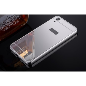 Гибридный металлический двухкомпонентный чехол и поликарбонатной крышкой с зеркальным покрытием для Huawei Y6 Белый