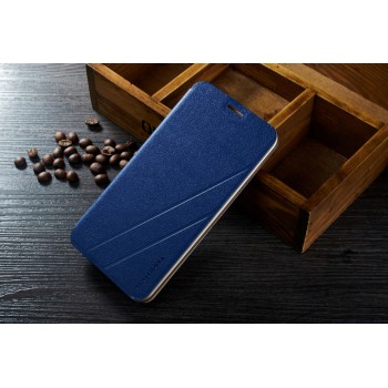 Текстурный чехол флип подставка на пластиковой основе для ASUS Zenfone Selfie Синий