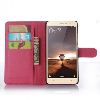 Чехол портмоне подставка на силиконовой основе с отсеком для карт на магнитной защелке для Xiaomi RedMi Note 3 Пурпурный