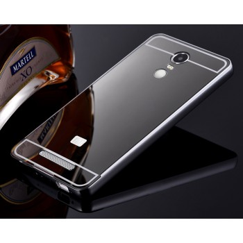 Гибридный металлический двухкомпонентный чехол и поликарбонатной крышкой с зеркальным покрытием для Xiaomi RedMi Note 3 Черный
