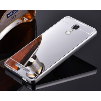 Гибридный металлический двухкомпонентный чехол и поликарбонатной крышкой с зеркальным покрытием для Xiaomi RedMi Note 3 Белый