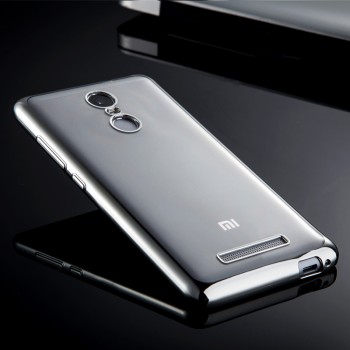 Силиконовый матовый полупрозрачный чехол с металлическим напылением для Xiaomi RedMi Note 3 Белый