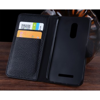 Кожаный чехол портмоне (нат. кожа) для Xiaomi RedMi Note 3 Черный