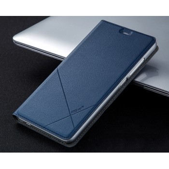 Текстурный чехол флип подставка на пластиковой основе с отделением для карт для Xiaomi RedMi Note 3 Синий