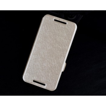 Чехол флип подставка на силиконовой основе с магнитной защёлкой текстура Золото для Google LG Nexus 5X Бежевый