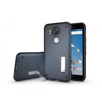 Двухкомпонентный силиконовый чехол с пластиковым бампером и подставкой для Google LG Nexus 5X Синий