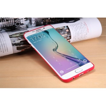 Пластиковый матовый нескользящий премиум чехол для Samsung Galaxy S6 Edge Plus Красный