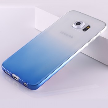 Силиконовый градиентный полупрозрачный чехол для Samsung Galaxy S6 Edge Plus Синий